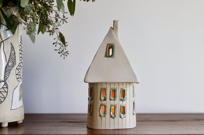 Lantern House - White with green windows