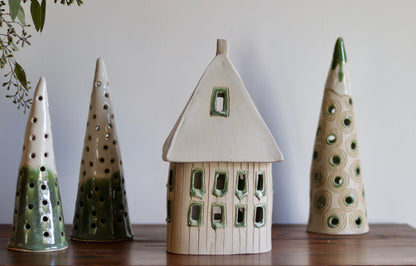 Lantern House - White with green windows