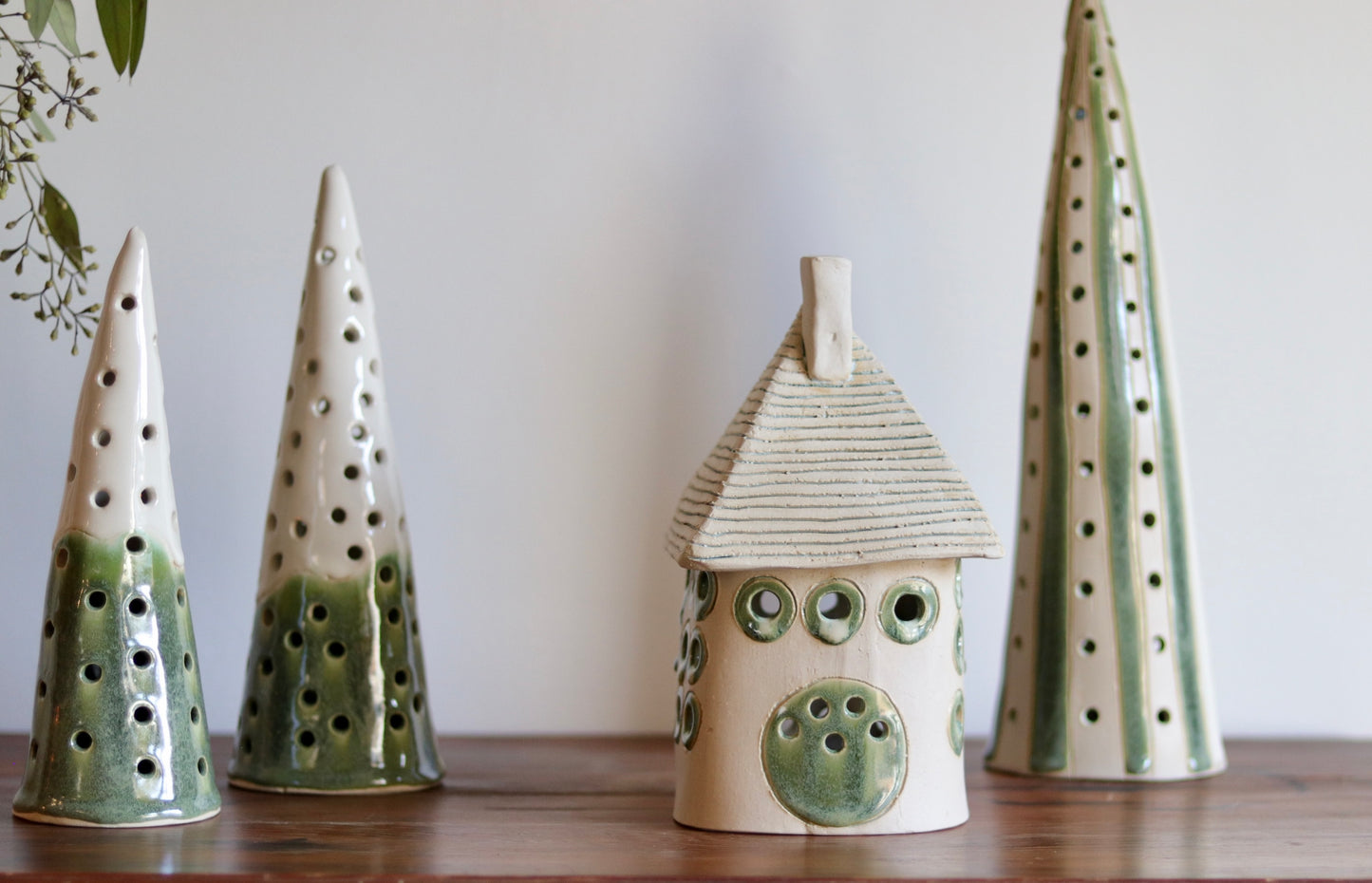 Lantern House - White with green windows