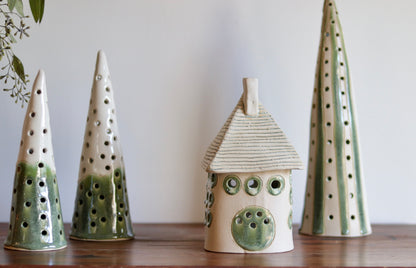 Lantern House - White with green windows