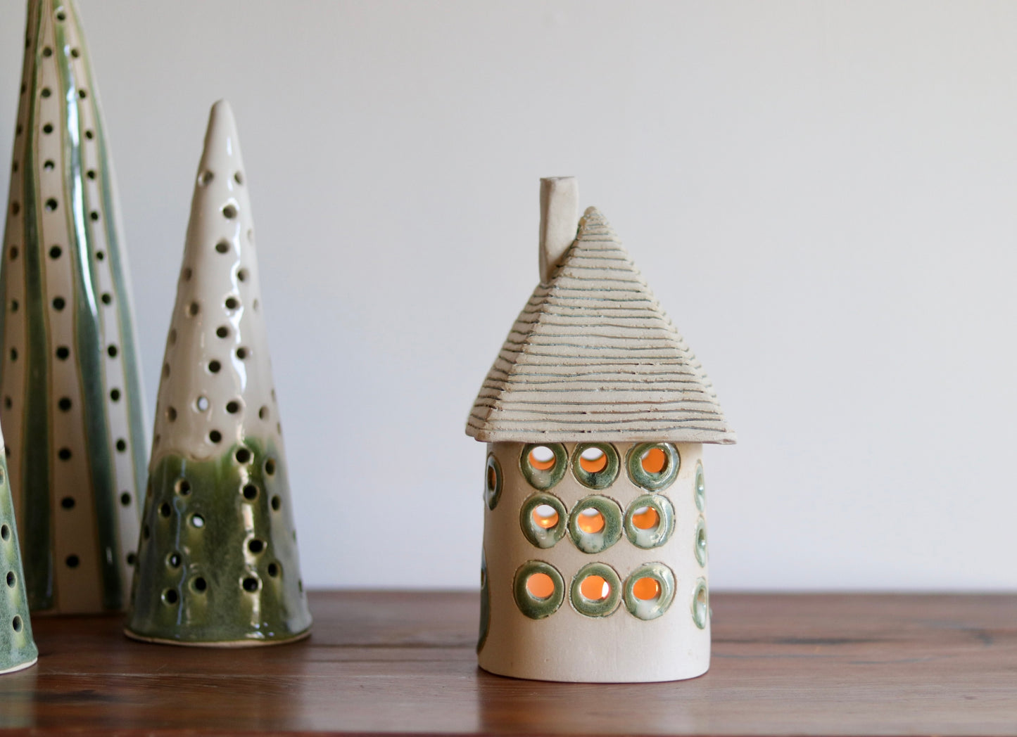 Lantern House - White with green windows