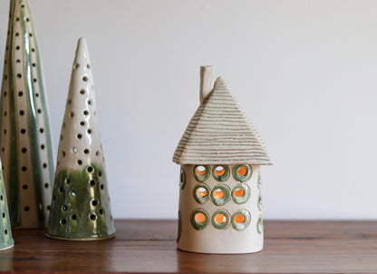 Lantern House - White with green windows