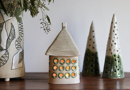 Lantern House - White with green windows