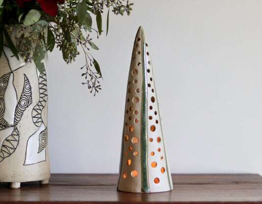 Lantern Tree - White with green accents