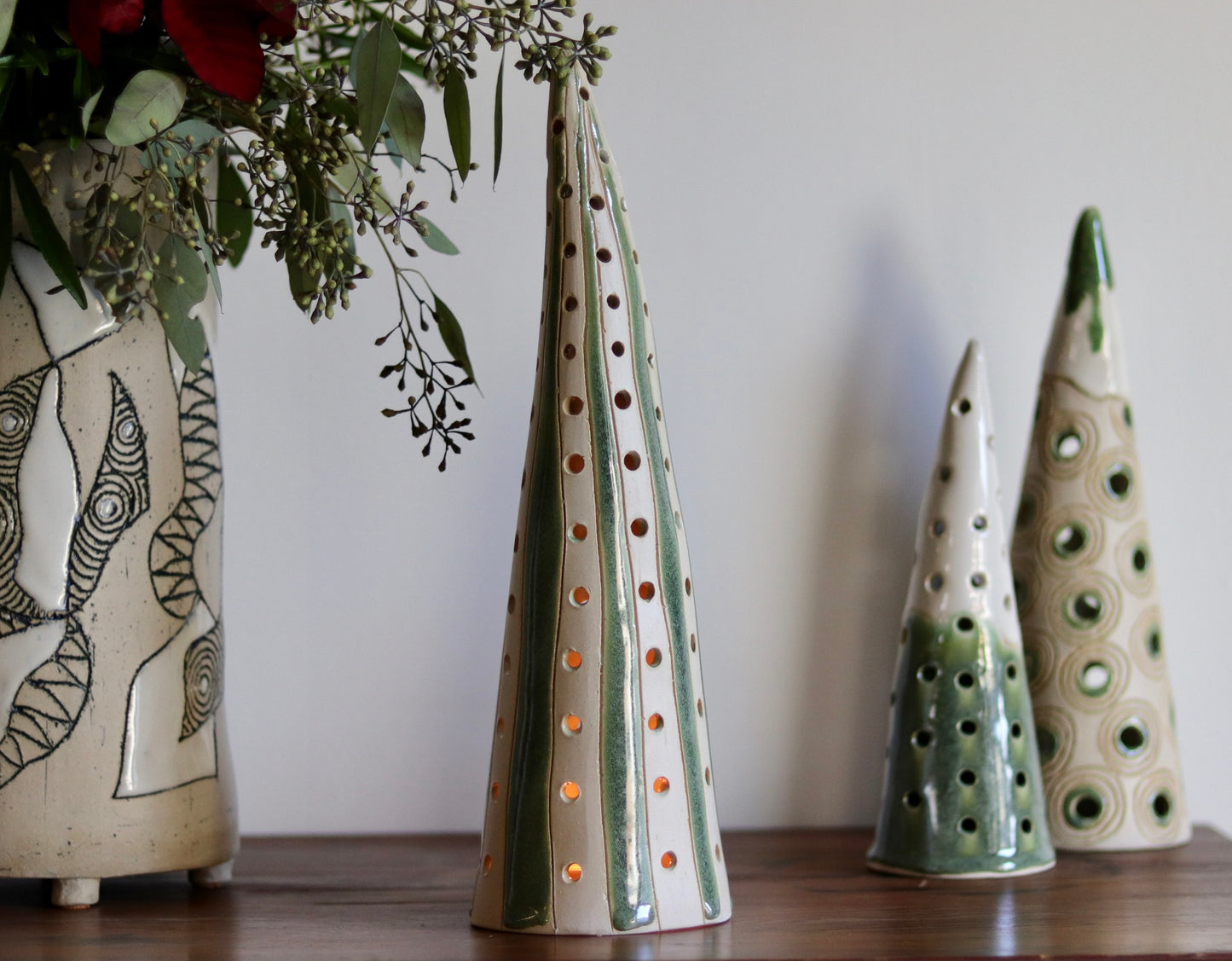 Lantern Tree - White with green accents