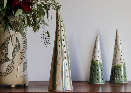 Lantern Tree - White with green accents