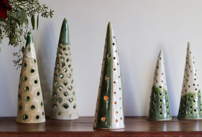 Lantern Tree - with white and green glaze