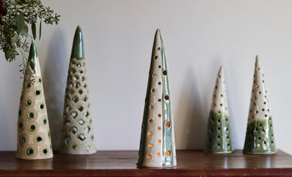 Lantern Tree - with white and green glaze