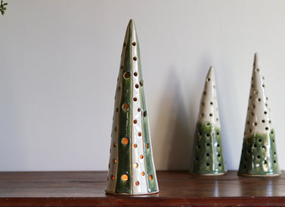 Lantern Tree - with white and green glaze