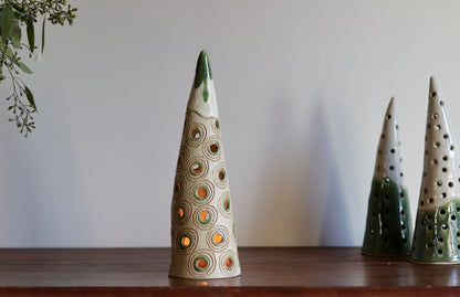 Lantern Tree - with green circles and white top