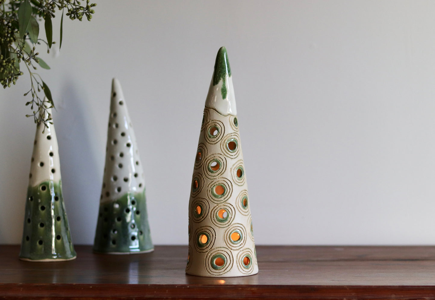 Lantern Tree - with green circles and white top