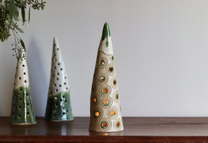 Lantern Tree - with green circles and white top