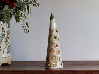 Lantern Tree - with green circles and white top