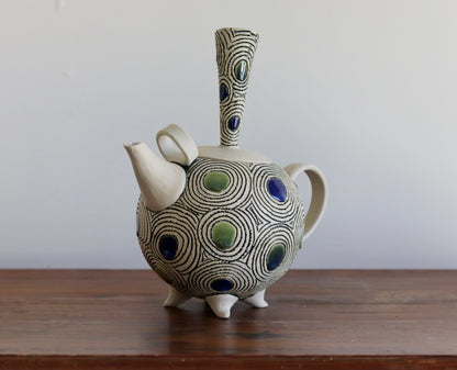 Teapot - Twirls & Circles w Blue, Green & Teal