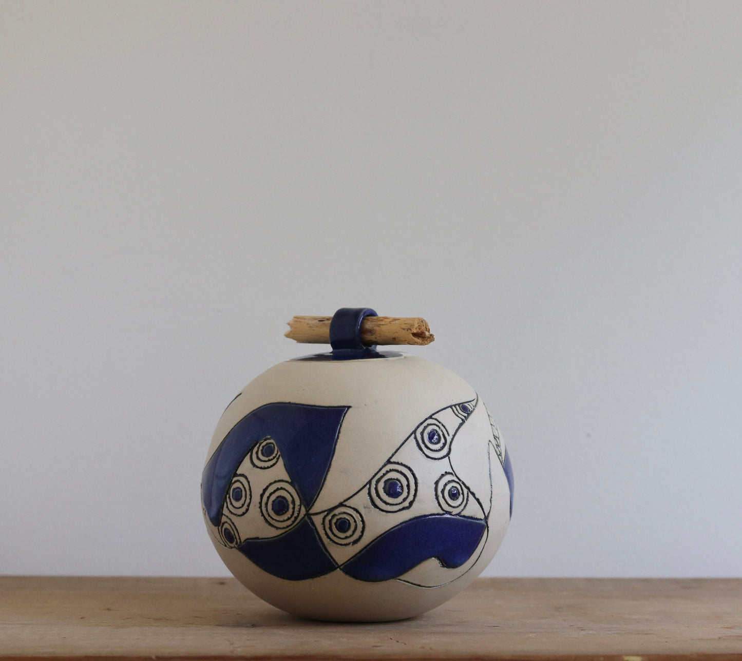 Urn - Blue Abstract w Stick Lid