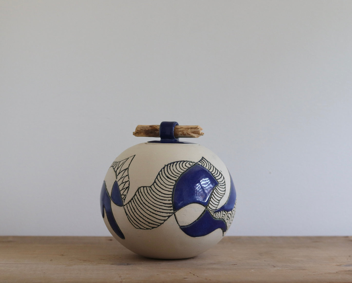 Urn - Blue Abstract w Stick Lid