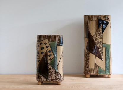 Vase - Abstract - Tan - Small