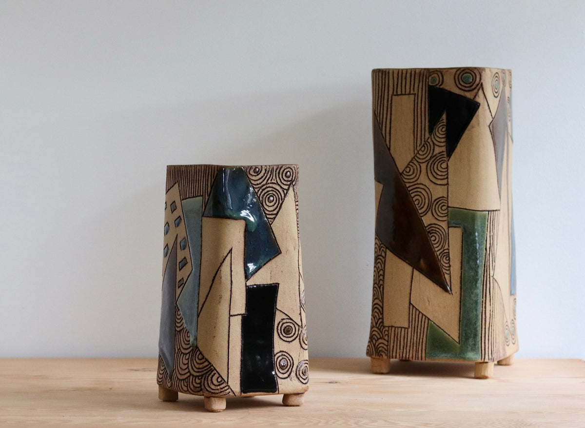 Vase - Abstract - Tan - Small